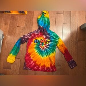 Peace, Love & Sandy Feet Mystic, CT Tie-Dye Hoodie Youth XS